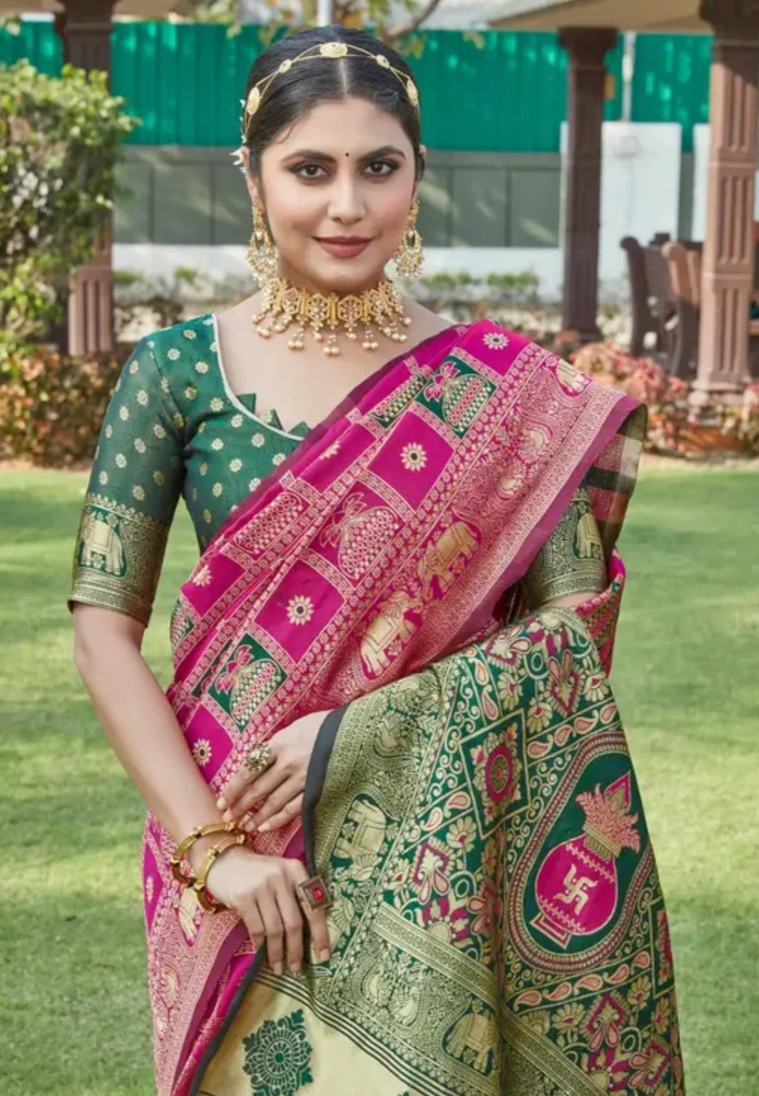 Designer Jacquard Cotton Silk Saree with Blouse - Perfect for Weddings & Festivals